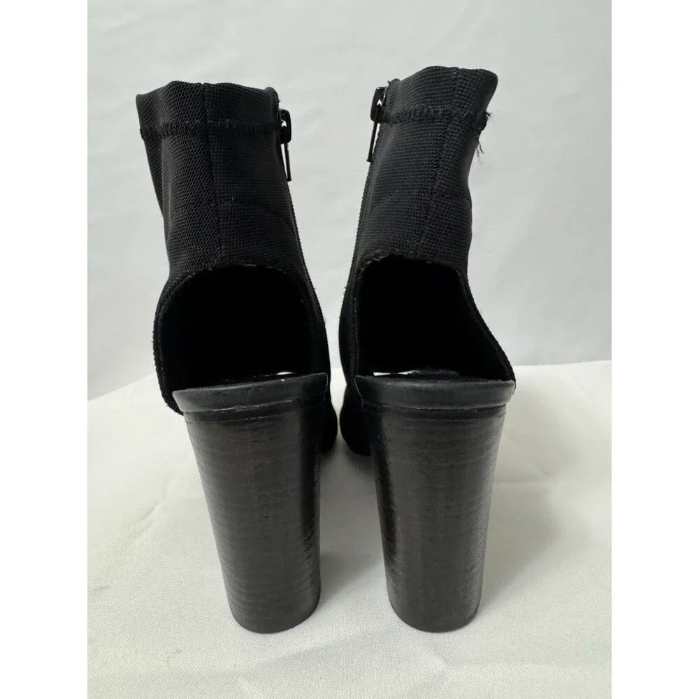 Steve Madden Women Black Stretch Open Toe Ankle Bottie Block Heels US 7.5 - Picture 5 of 9
